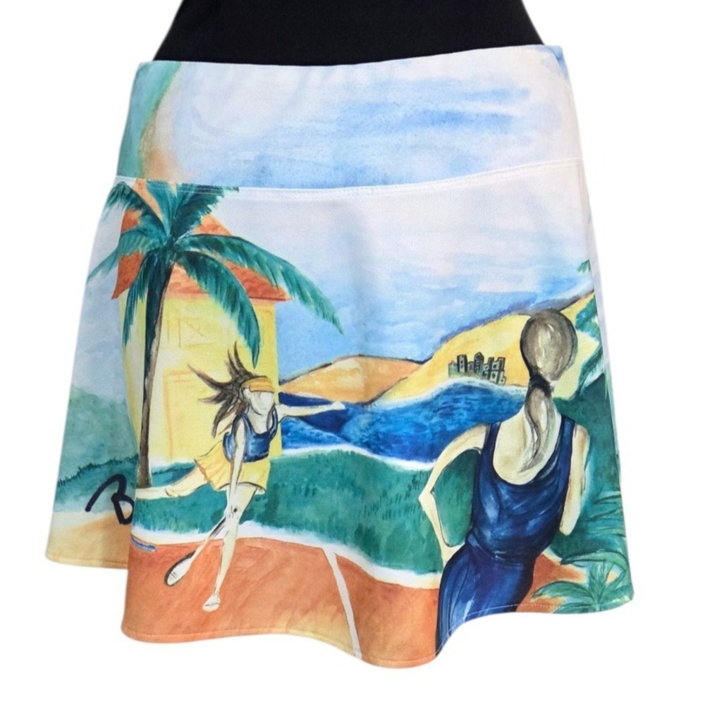 TAIL Tennis Pickleball Mini Skirt Beach Tropical Coastal Graphic Print Women's L